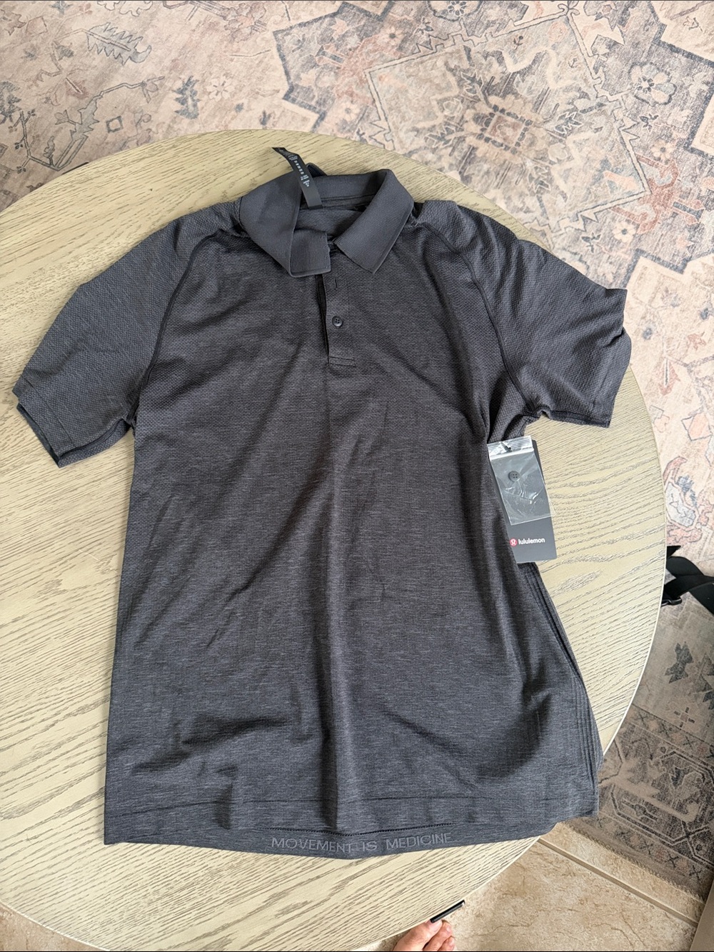 lululemon athletica Men's Charcoal Heather Polo Metal Vent Tech
